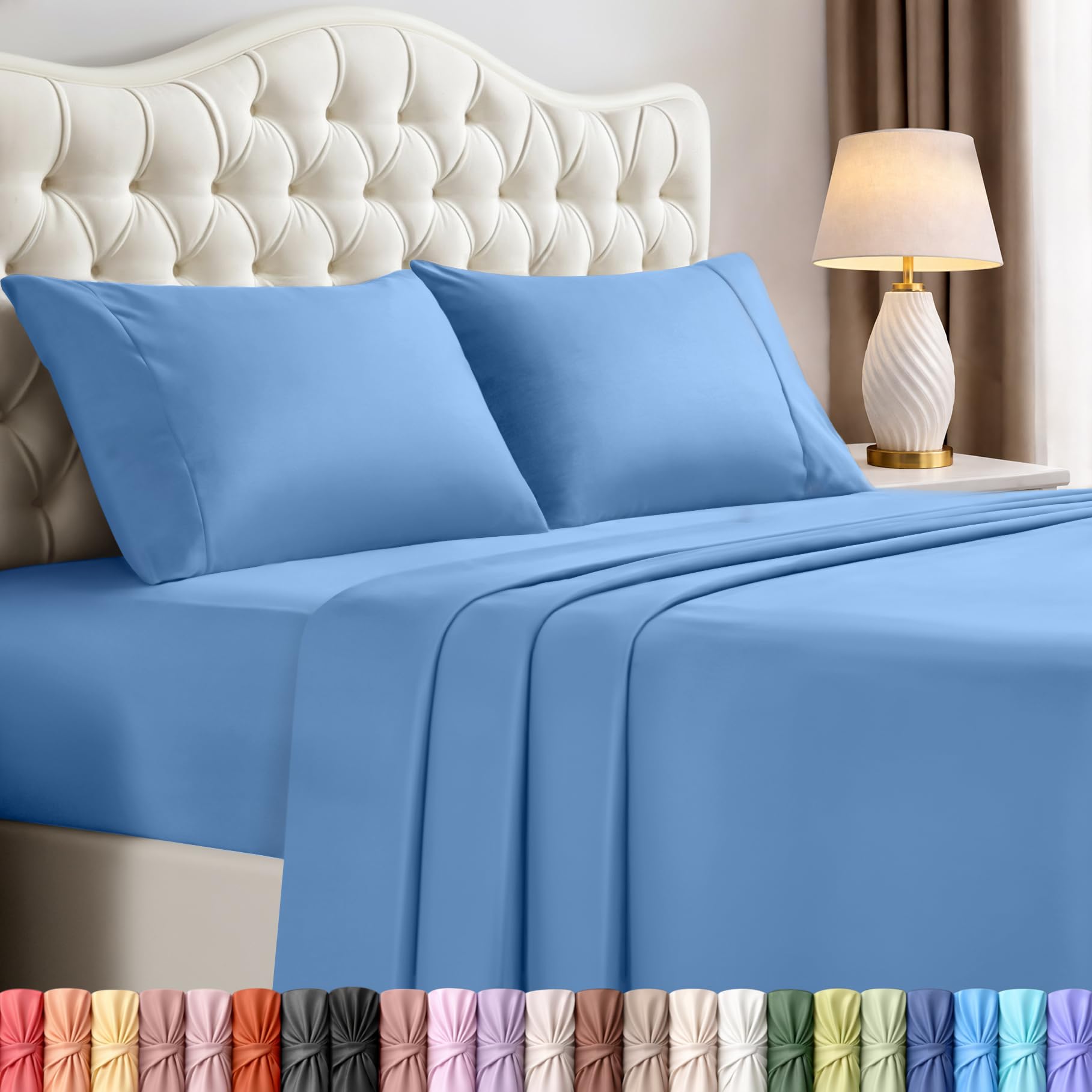 Utopia Bedding Queen Bed Sheets Set – 4 Piece Queen Size Sheets, Soft Breathable Microfiber, Deep Pocket, Fade & Wrinkle Resistant, 1 Flat Sheet 1 Fitted Sheet 2 Pillowcases – Oeko Tex, Grey