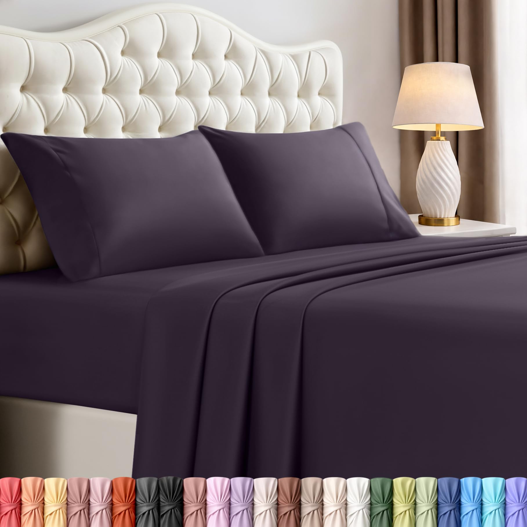 Utopia Bedding Queen Bed Sheets Set – 4 Piece Queen Size Sheets, Soft Breathable Microfiber, Deep Pocket, Fade & Wrinkle Resistant, 1 Flat Sheet 1 Fitted Sheet 2 Pillowcases – Oeko Tex, Grey