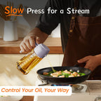 TrendPlain 470ml Olive Oil Spray Bottle for Kitchen Gadgets - 2 in 1 Olive Oil Dispenser Bottle and Air Fryer Accessories for Cooking, Salad and BBQ - Black