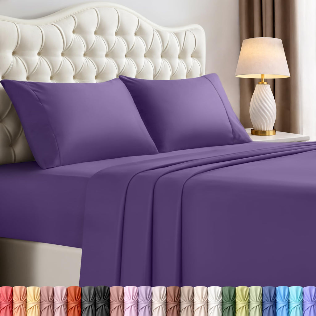 Utopia Bedding Queen Bed Sheets Set – 4 Piece Queen Size Sheets, Soft Breathable Microfiber, Deep Pocket, Fade & Wrinkle Resistant, 1 Flat Sheet 1 Fitted Sheet 2 Pillowcases – Oeko Tex, Grey