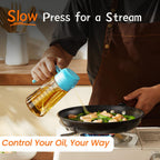 TrendPlain 470ml Olive Oil Spray Bottle for Kitchen Gadgets - 2 in 1 Olive Oil Dispenser Bottle and Air Fryer Accessories for Cooking, Salad and BBQ - Black