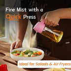 TrendPlain 470ml Olive Oil Spray Bottle for Kitchen Gadgets - 2 in 1 Olive Oil Dispenser Bottle and Air Fryer Accessories for Cooking, Salad and BBQ - Black