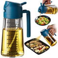 TrendPlain 470ml Olive Oil Spray Bottle for Kitchen Gadgets - 2 in 1 Olive Oil Dispenser Bottle and Air Fryer Accessories for Cooking, Salad and BBQ - Black