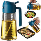 TrendPlain 470ml Olive Oil Spray Bottle for Kitchen Gadgets - 2 in 1 Olive Oil Dispenser Bottle and Air Fryer Accessories for Cooking, Salad and BBQ - Black