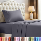 Utopia Bedding Queen Bed Sheets Set – 4 Piece Queen Size Sheets, Soft Breathable Microfiber, Deep Pocket, Fade & Wrinkle Resistant, 1 Flat Sheet 1 Fitted Sheet 2 Pillowcases – Oeko Tex, Grey