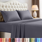 Utopia Bedding Queen Bed Sheets Set – 4 Piece Queen Size Sheets, Soft Breathable Microfiber, Deep Pocket, Fade & Wrinkle Resistant, 1 Flat Sheet 1 Fitted Sheet 2 Pillowcases – Oeko Tex, Grey