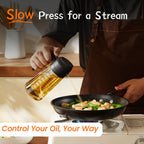 TrendPlain 470ml Olive Oil Spray Bottle for Kitchen Gadgets - 2 in 1 Olive Oil Dispenser Bottle and Air Fryer Accessories for Cooking, Salad and BBQ - Black