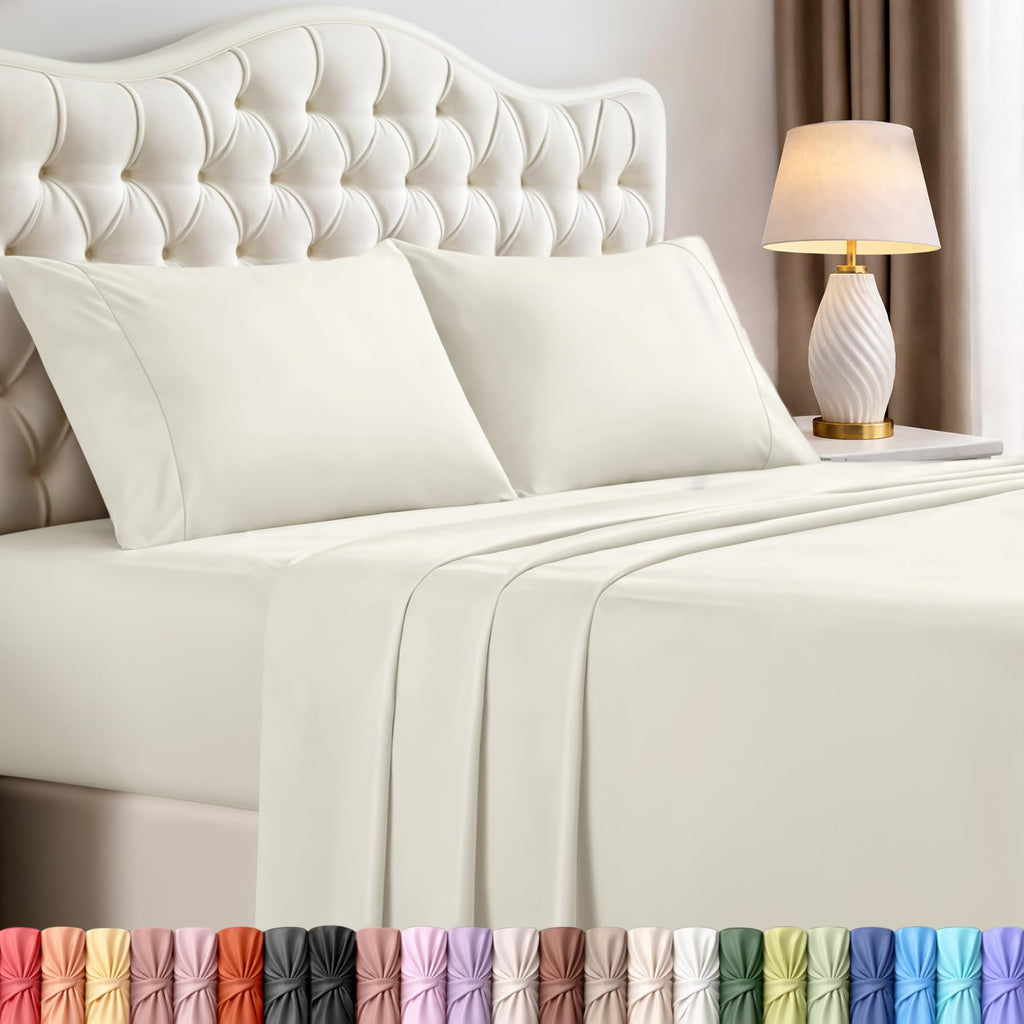 Utopia Bedding Queen Bed Sheets Set – 4 Piece Queen Size Sheets, Soft Breathable Microfiber, Deep Pocket, Fade & Wrinkle Resistant, 1 Flat Sheet 1 Fitted Sheet 2 Pillowcases – Oeko Tex, Grey