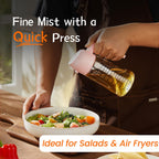 TrendPlain 470ml Olive Oil Spray Bottle for Kitchen Gadgets - 2 in 1 Olive Oil Dispenser Bottle and Air Fryer Accessories for Cooking, Salad and BBQ - Black
