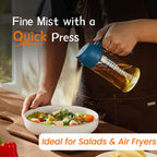 TrendPlain 470ml Olive Oil Spray Bottle for Kitchen Gadgets - 2 in 1 Olive Oil Dispenser Bottle and Air Fryer Accessories for Cooking, Salad and BBQ - Black