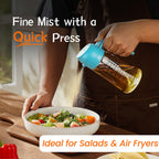 TrendPlain 470ml Olive Oil Spray Bottle for Kitchen Gadgets - 2 in 1 Olive Oil Dispenser Bottle and Air Fryer Accessories for Cooking, Salad and BBQ - Black