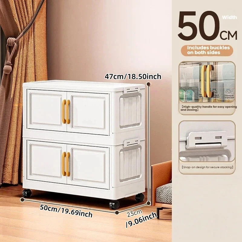 Double-door living room storage cabinet, folding floor-standing storage box, no installation required, simple storage cabinet