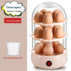 Portable Automatic Power Off Egg Boiler Multi-layer with Measuring Cup Breakfast Machine Mini Egg Steamer for Home Dormitory