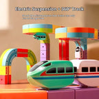 Electric Magnetic Track Set STEM Building Toy with Anti-Gravity Vehicles 100+ Pieces DIY Railway Model Creative Gift for Kids