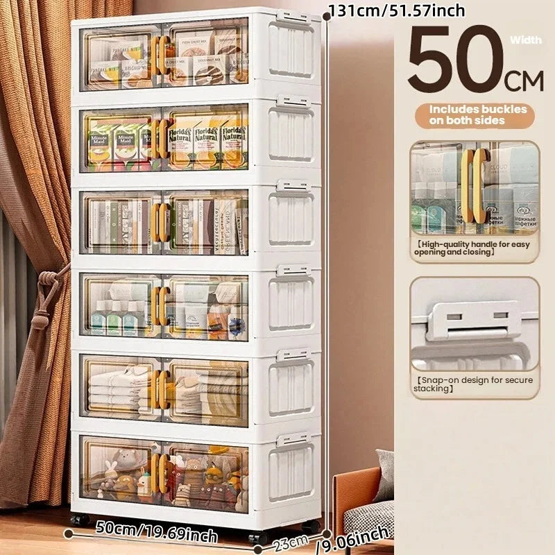 Double-door living room storage cabinet, folding floor-standing storage box, no installation required, simple storage cabinet