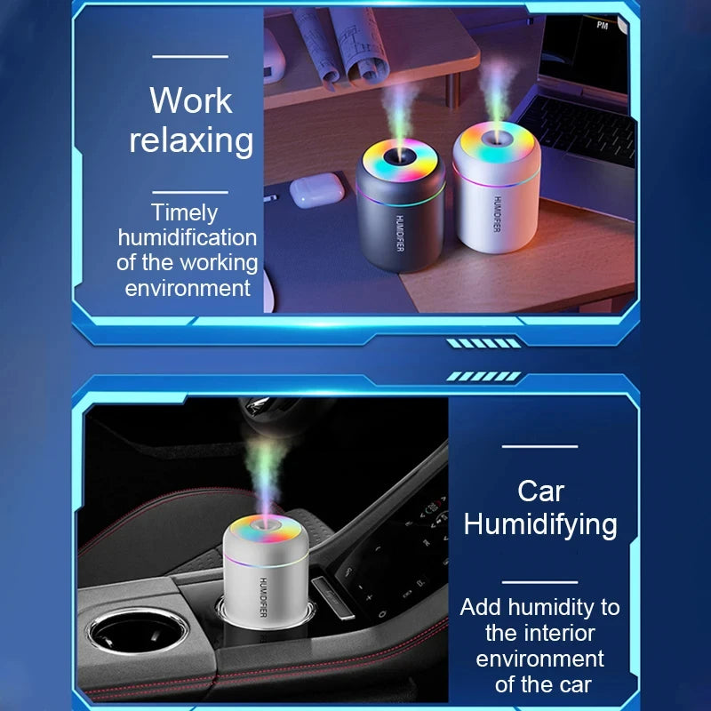 HOMEFISHMini Air Humidifier Usb Aroma Diffuser Essential Oil Purifier Cool Mist Sprayer  Home BedroomLED Desktop humidificador