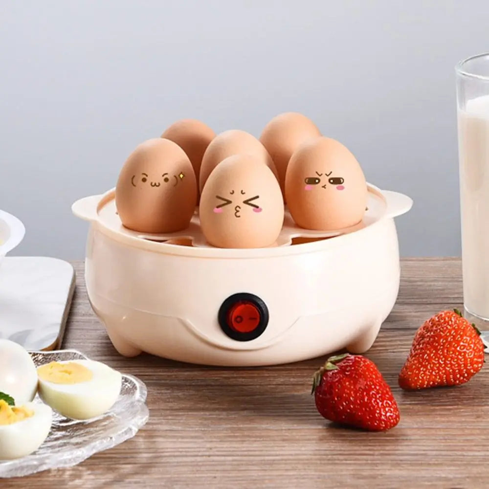 Portable Automatic Power Off Egg Boiler Multi-layer with Measuring Cup Breakfast Machine Mini Egg Steamer for Home Dormitory