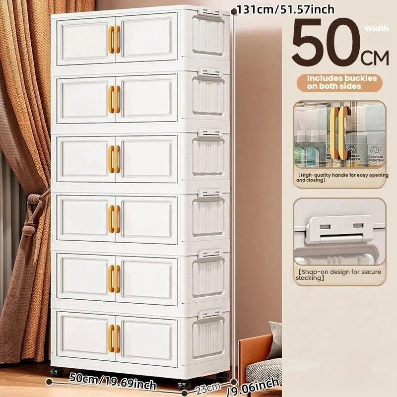 Double-door living room storage cabinet, folding floor-standing storage box, no installation required, simple storage cabinet