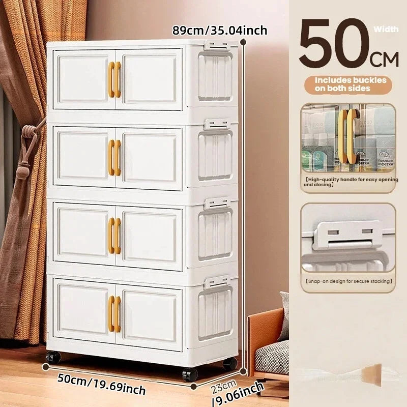 Double-door living room storage cabinet, folding floor-standing storage box, no installation required, simple storage cabinet