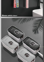 MENGNI Toothpaste Dispenser Wall-Mounted Bathroom Toothpaste Squeezer Punch-Free Toothbrush Holder Rack manual operation