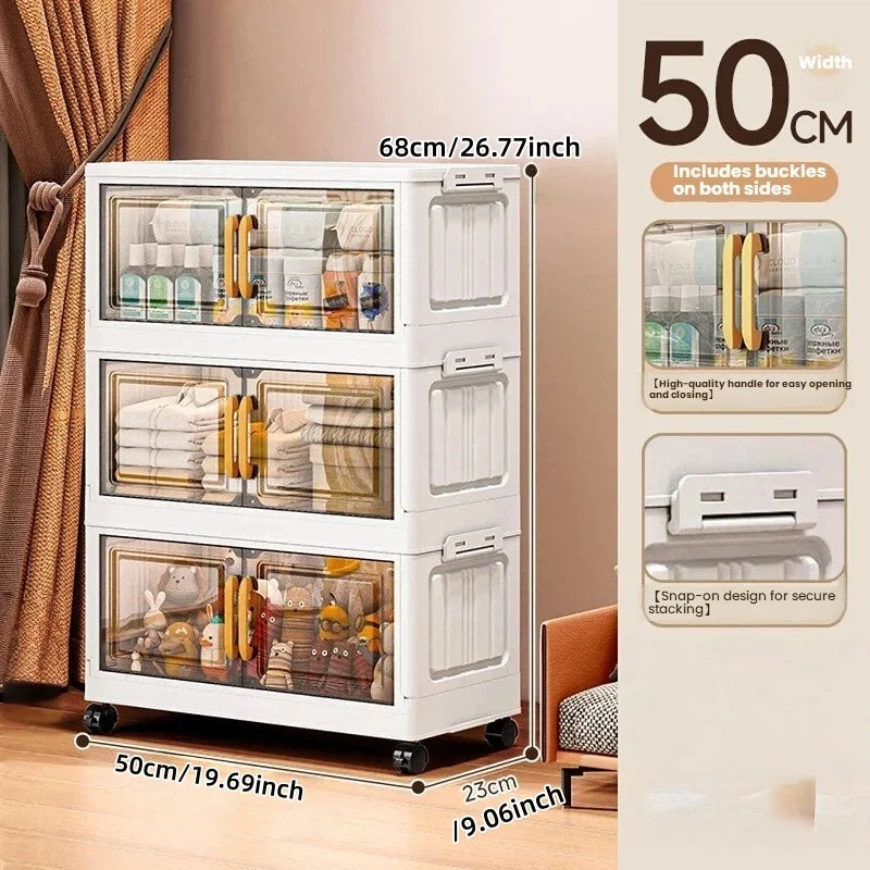 Double-door living room storage cabinet, folding floor-standing storage box, no installation required, simple storage cabinet