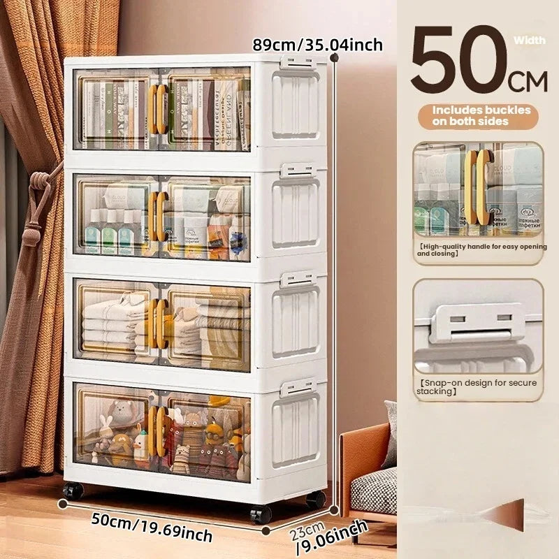 Double-door living room storage cabinet, folding floor-standing storage box, no installation required, simple storage cabinet