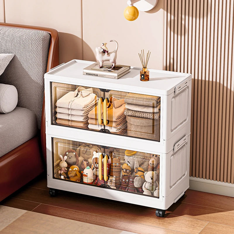 Double-door living room storage cabinet, folding floor-standing storage box, no installation required, simple storage cabinet