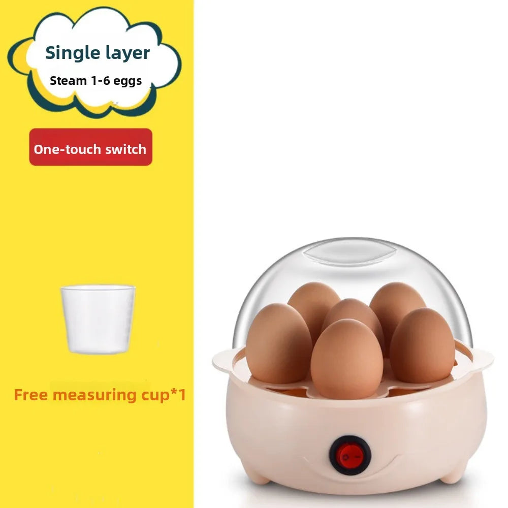 Portable Automatic Power Off Egg Boiler Multi-layer with Measuring Cup Breakfast Machine Mini Egg Steamer for Home Dormitory