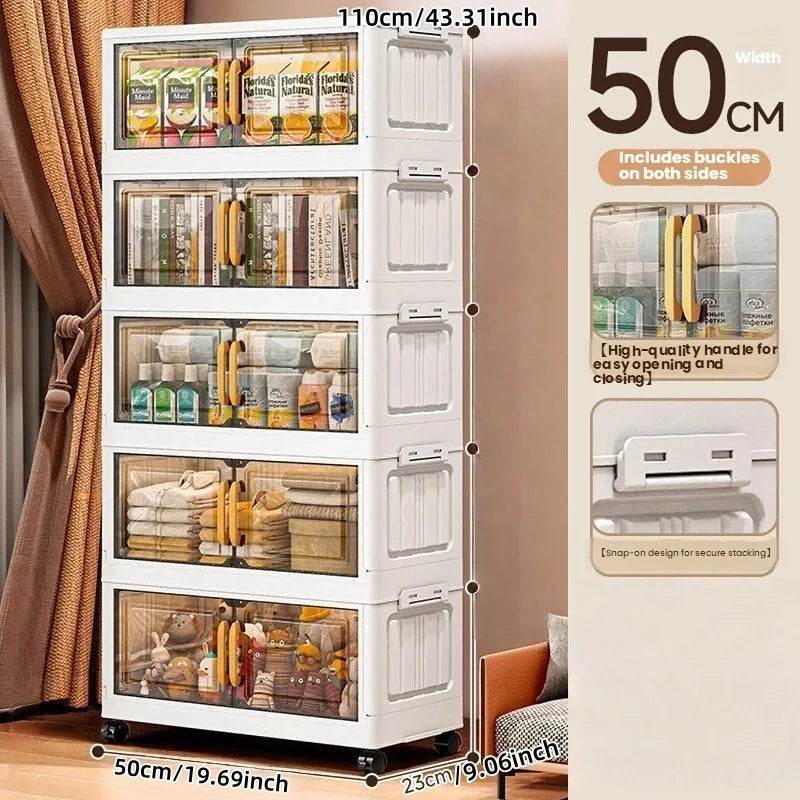 Double-door living room storage cabinet, folding floor-standing storage box, no installation required, simple storage cabinet