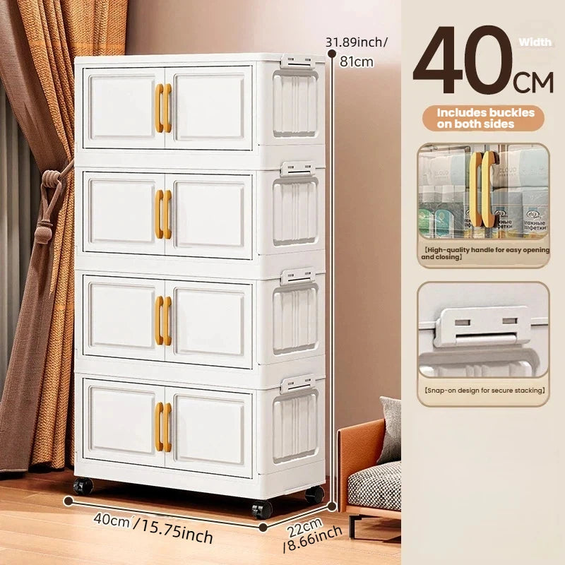 Double-door living room storage cabinet, folding floor-standing storage box, no installation required, simple storage cabinet