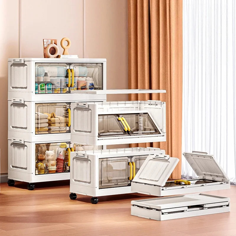 Double-door living room storage cabinet, folding floor-standing storage box, no installation required, simple storage cabinet