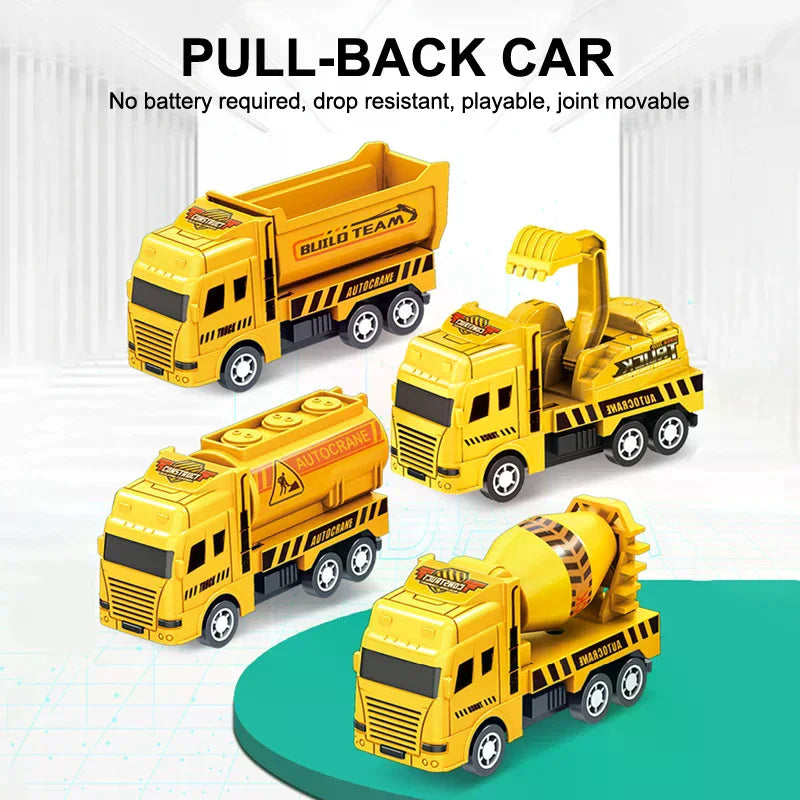 1 Pc Educational Cars Children Kid Pull Back Toy Warrior Engineering Vehicle Model Four Mini Cars
