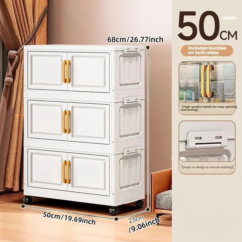Double-door living room storage cabinet, folding floor-standing storage box, no installation required, simple storage cabinet