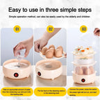 Portable Automatic Power Off Egg Boiler Multi-layer with Measuring Cup Breakfast Machine Mini Egg Steamer for Home Dormitory