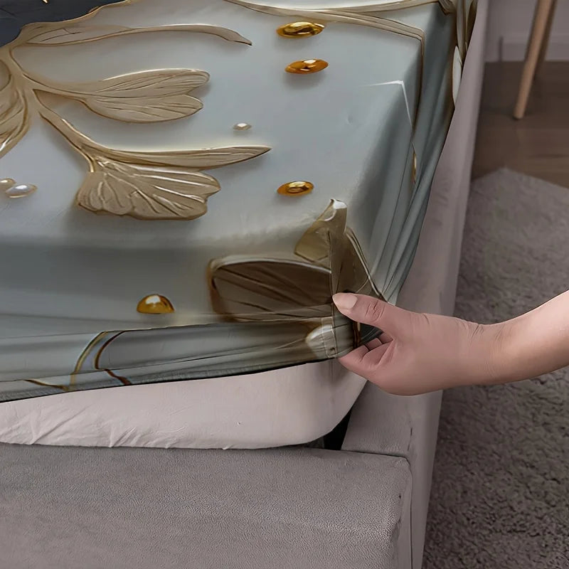 Three-dimensional White Embossed Butterfly Fitted Sheet Set 1 Fitted Sheet High-definition Printing for Home and Dormitory