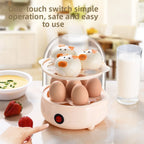 Portable Automatic Power Off Egg Boiler Multi-layer with Measuring Cup Breakfast Machine Mini Egg Steamer for Home Dormitory