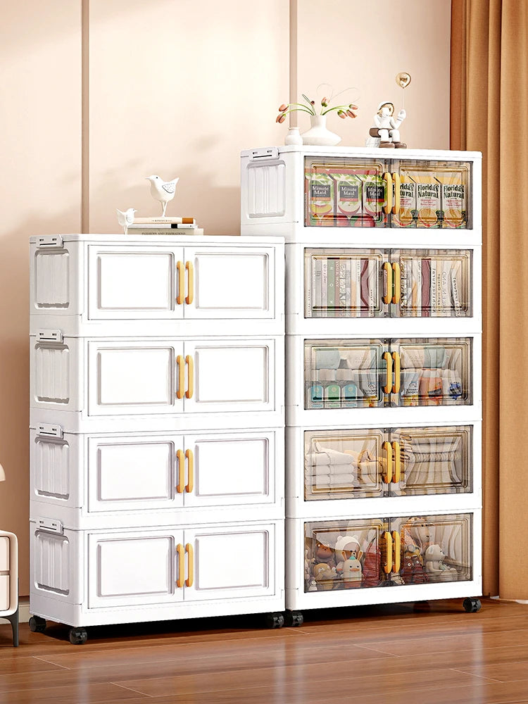 Double-door living room storage cabinet, folding floor-standing storage box, no installation required, simple storage cabinet