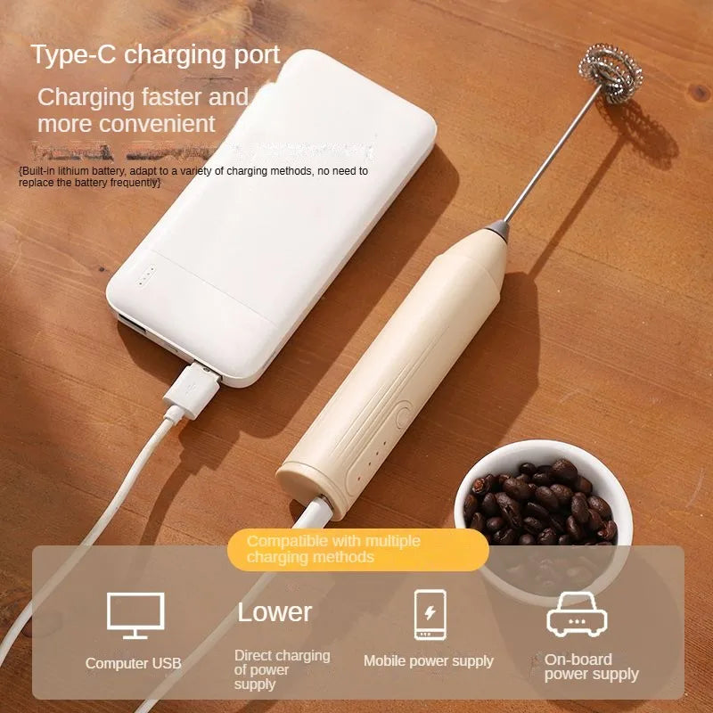 1tai electric milk frother 3-speed rechargeable beverage coffee machine jam machine portable egg beater kitchen food mixer