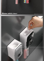 MENGNI Toothpaste Dispenser Wall-Mounted Bathroom Toothpaste Squeezer Punch-Free Toothbrush Holder Rack manual operation