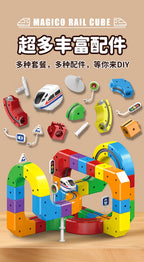 Electric Magnetic Track Set STEM Building Toy with Anti-Gravity Vehicles 100+ Pieces DIY Railway Model Creative Gift for Kids