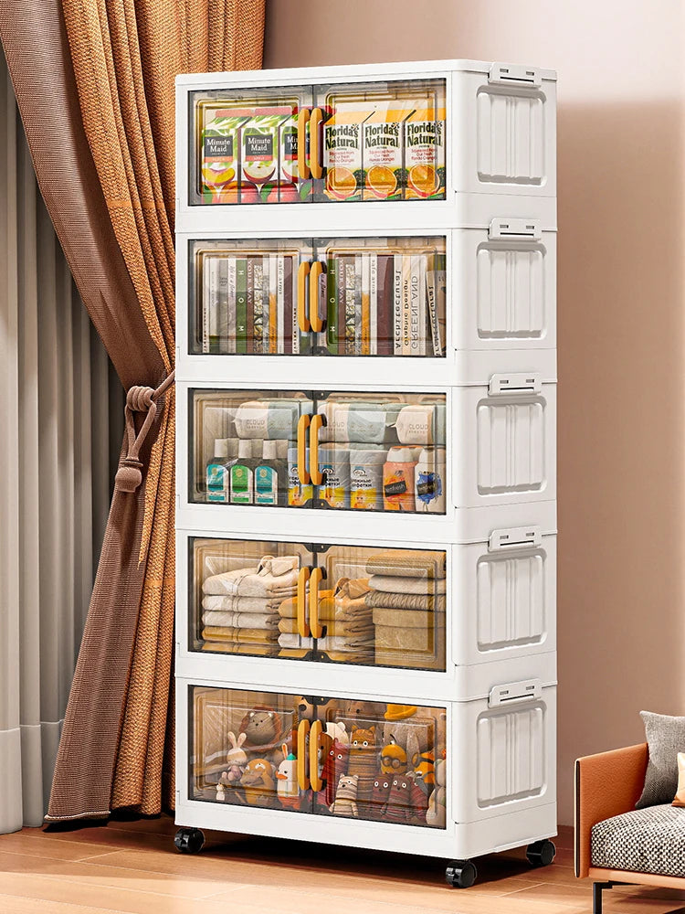 Double-door living room storage cabinet, folding floor-standing storage box, no installation required, simple storage cabinet