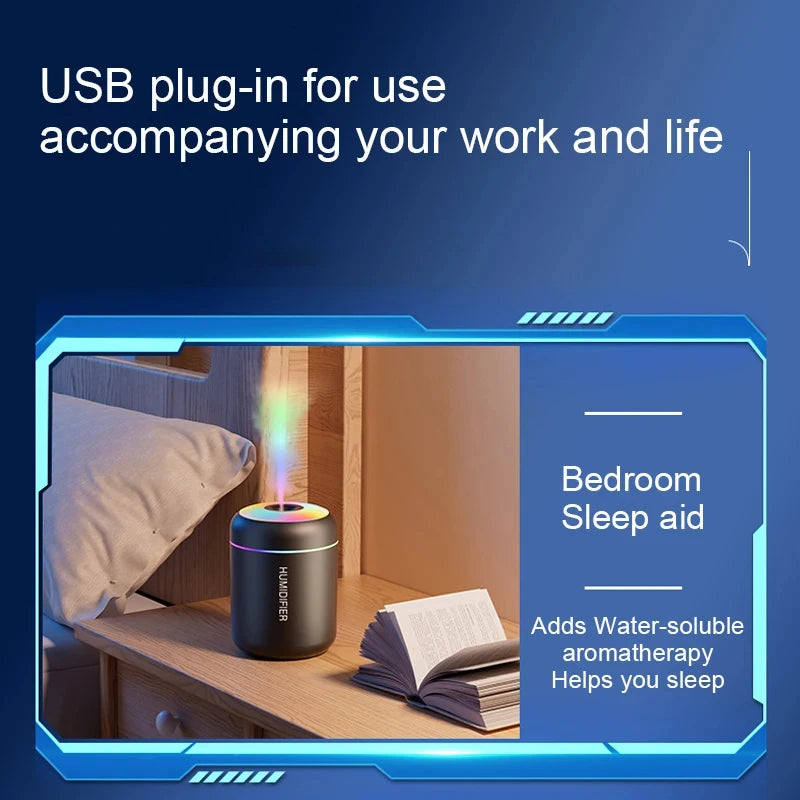 HOMEFISHMini Air Humidifier Usb Aroma Diffuser Essential Oil Purifier Cool Mist Sprayer  Home BedroomLED Desktop humidificador