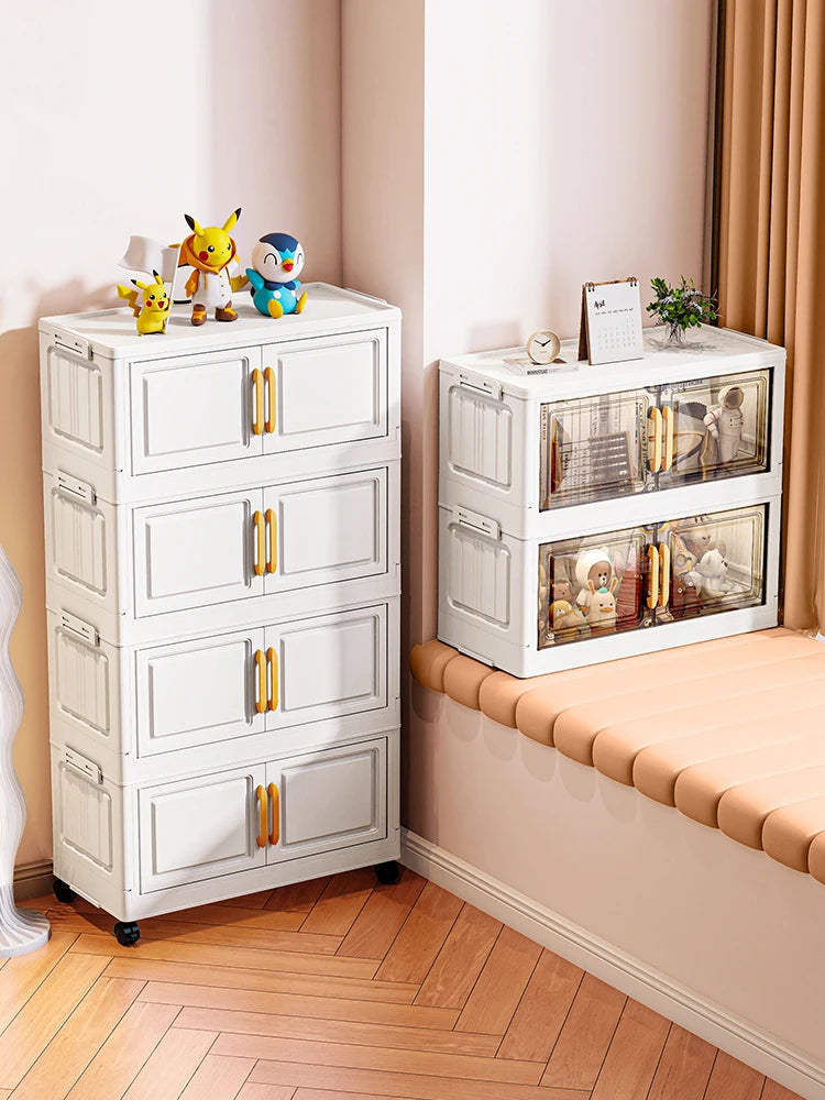 Double-door living room storage cabinet, folding floor-standing storage box, no installation required, simple storage cabinet