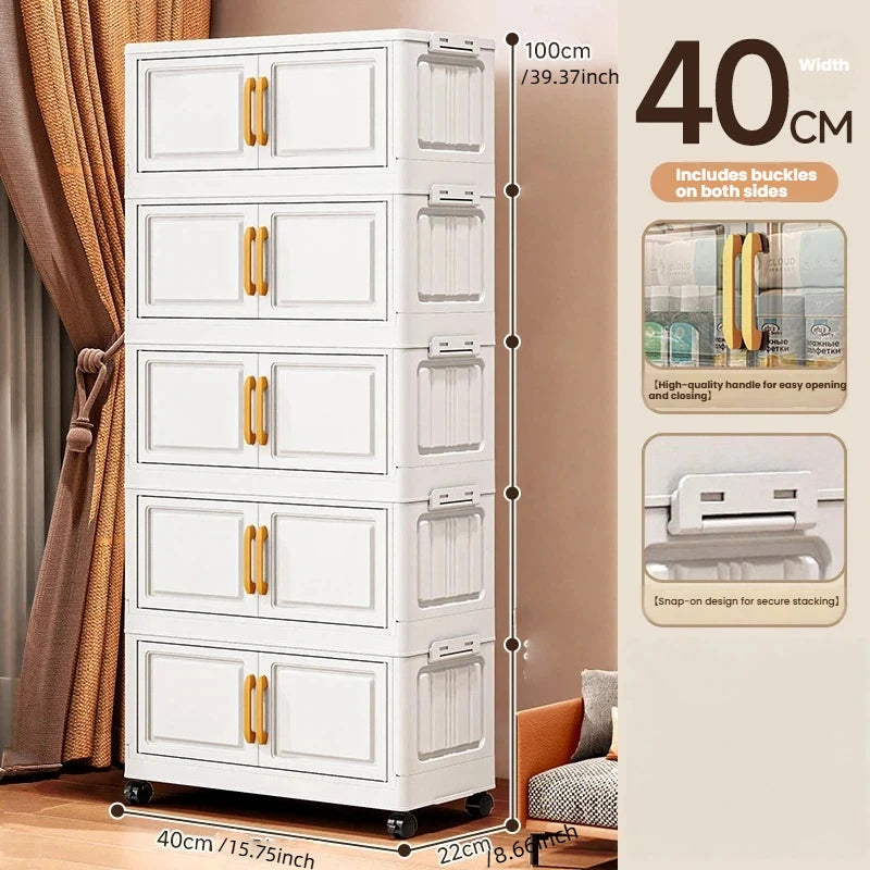 Double-door living room storage cabinet, folding floor-standing storage box, no installation required, simple storage cabinet