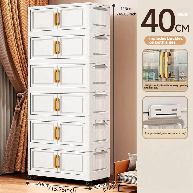 Double-door living room storage cabinet, folding floor-standing storage box, no installation required, simple storage cabinet