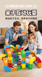 Electric Magnetic Track Set STEM Building Toy with Anti-Gravity Vehicles 100+ Pieces DIY Railway Model Creative Gift for Kids