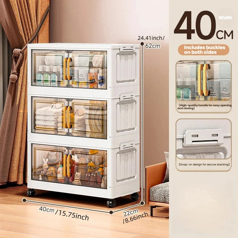 Double-door living room storage cabinet, folding floor-standing storage box, no installation required, simple storage cabinet